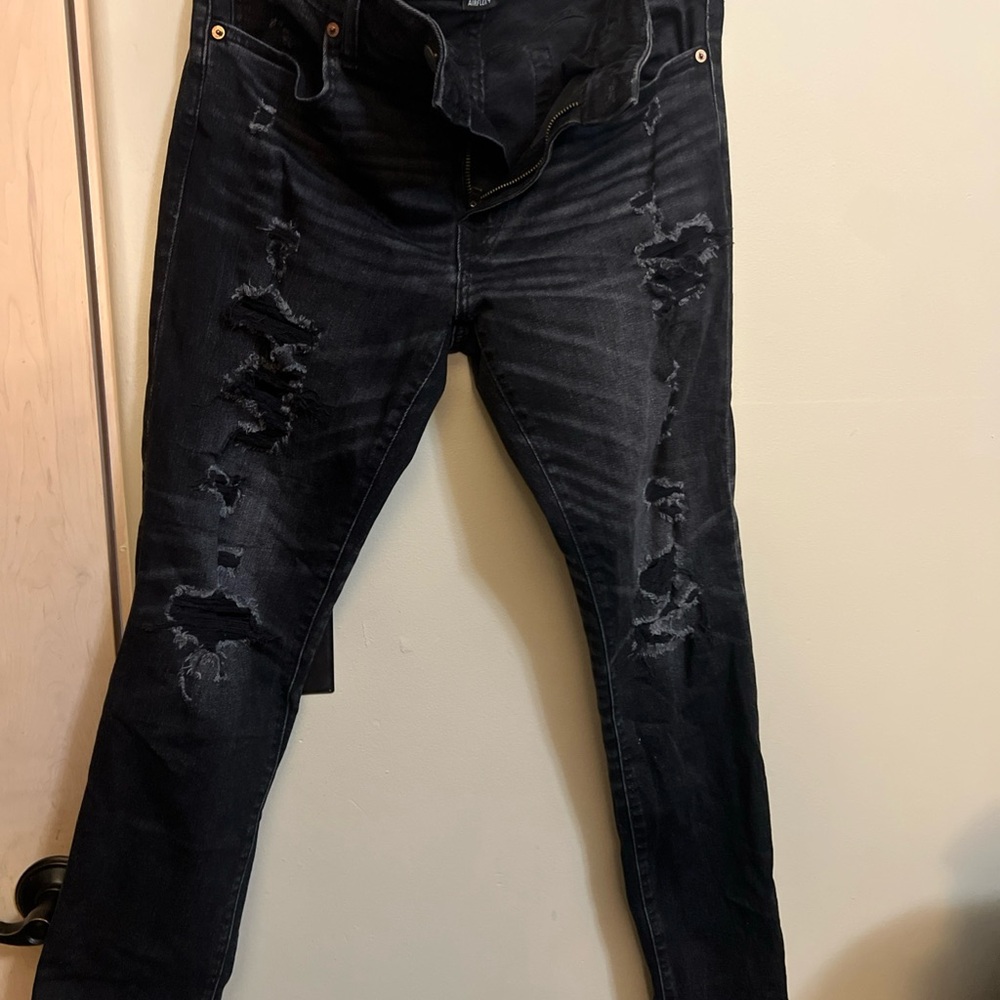 American Eagle Outfitters Black Skinny Distressed Jeans